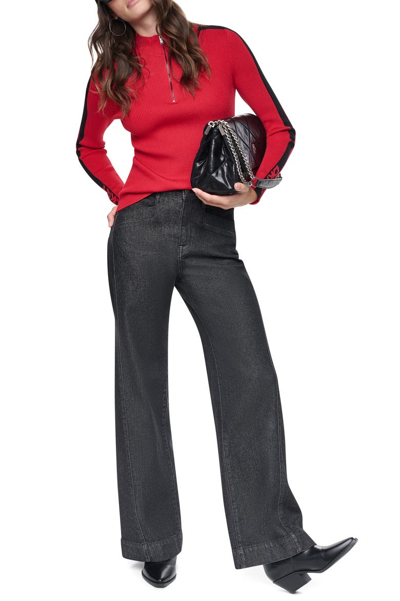 Logo Tape Quarter Zip Sweater, Alternate, color, VIBRNT RED