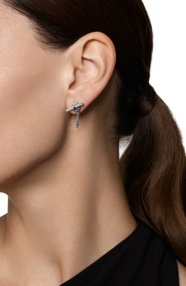 David Yurman Mercer<sup>®</sup> Petite Toggle Chain Stud Earrings in Sterling Silver with Diamonds, 38.2mm, Alternate, color, Diamond