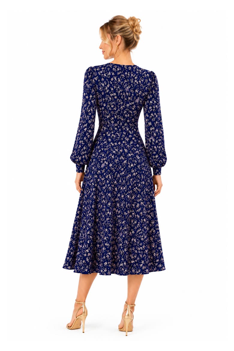Mollie Knot Midi Dress, Alternate, color, Midnight Bloom