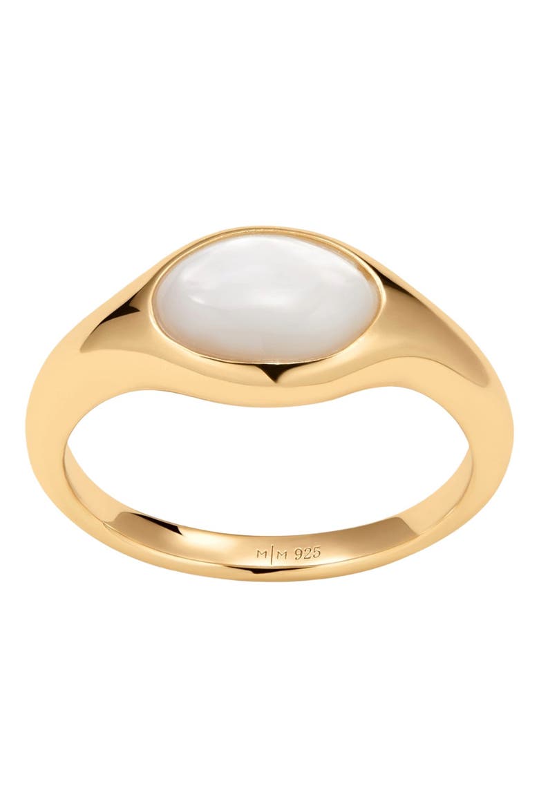 Mother of Pearl Signet Ring, Main, color, Gold Vermeil