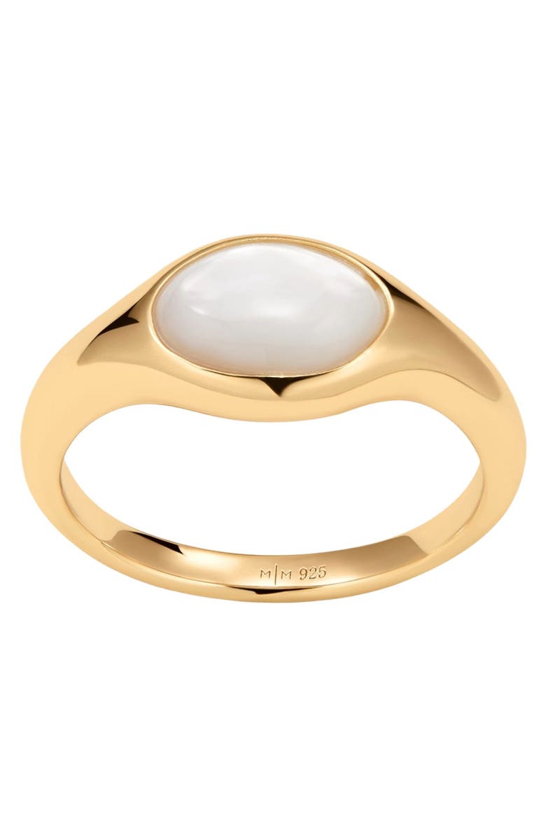 MADE BY MARY Mother of Pearl Signet Ring, Main, color, Gold Vermeil