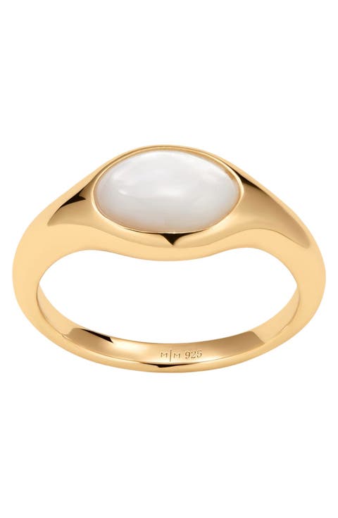 Mother of Pearl Signet Ring