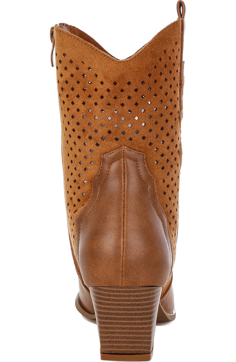 LONDON RAG Lomela Perforated Block Heel Boot, Alternate, color, Tan