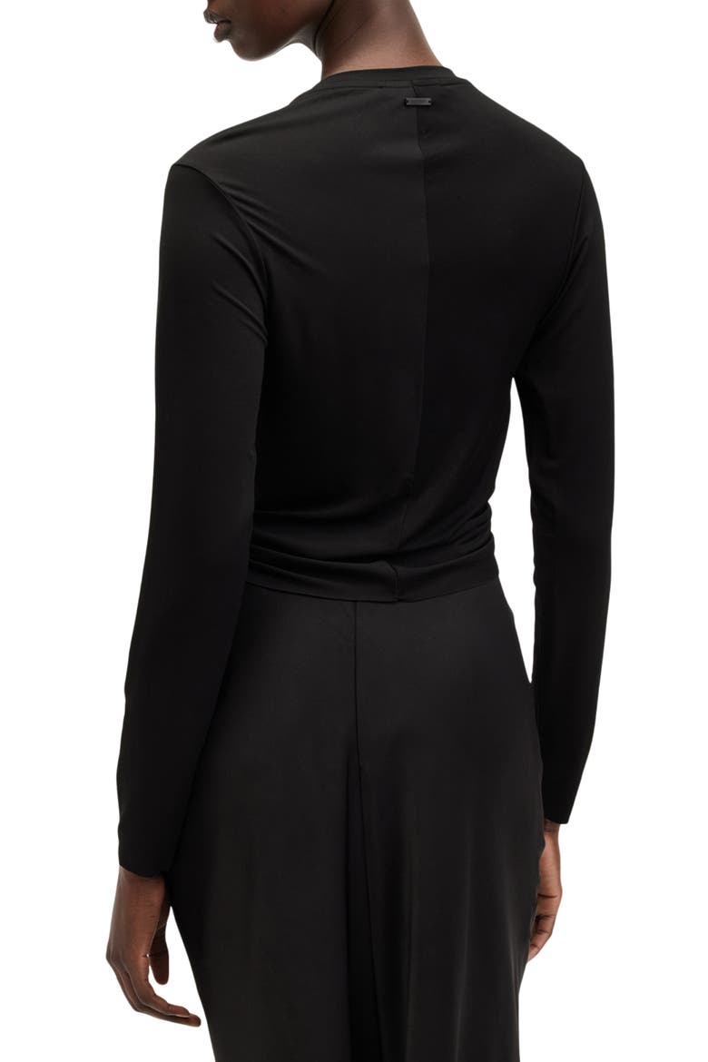 Xylia Tie Front Crop Top, Alternate, color, BLACK