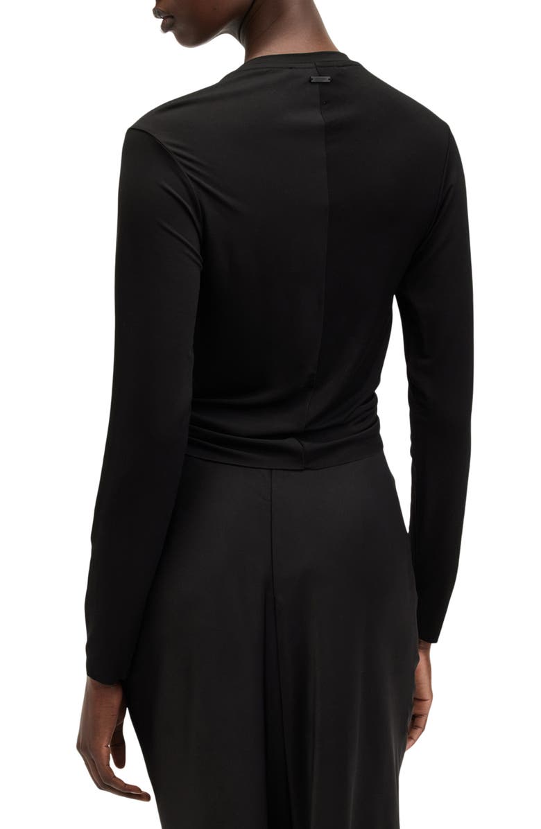 AllSaints Xylia Tie Front Crop Top, Alternate, color, Black