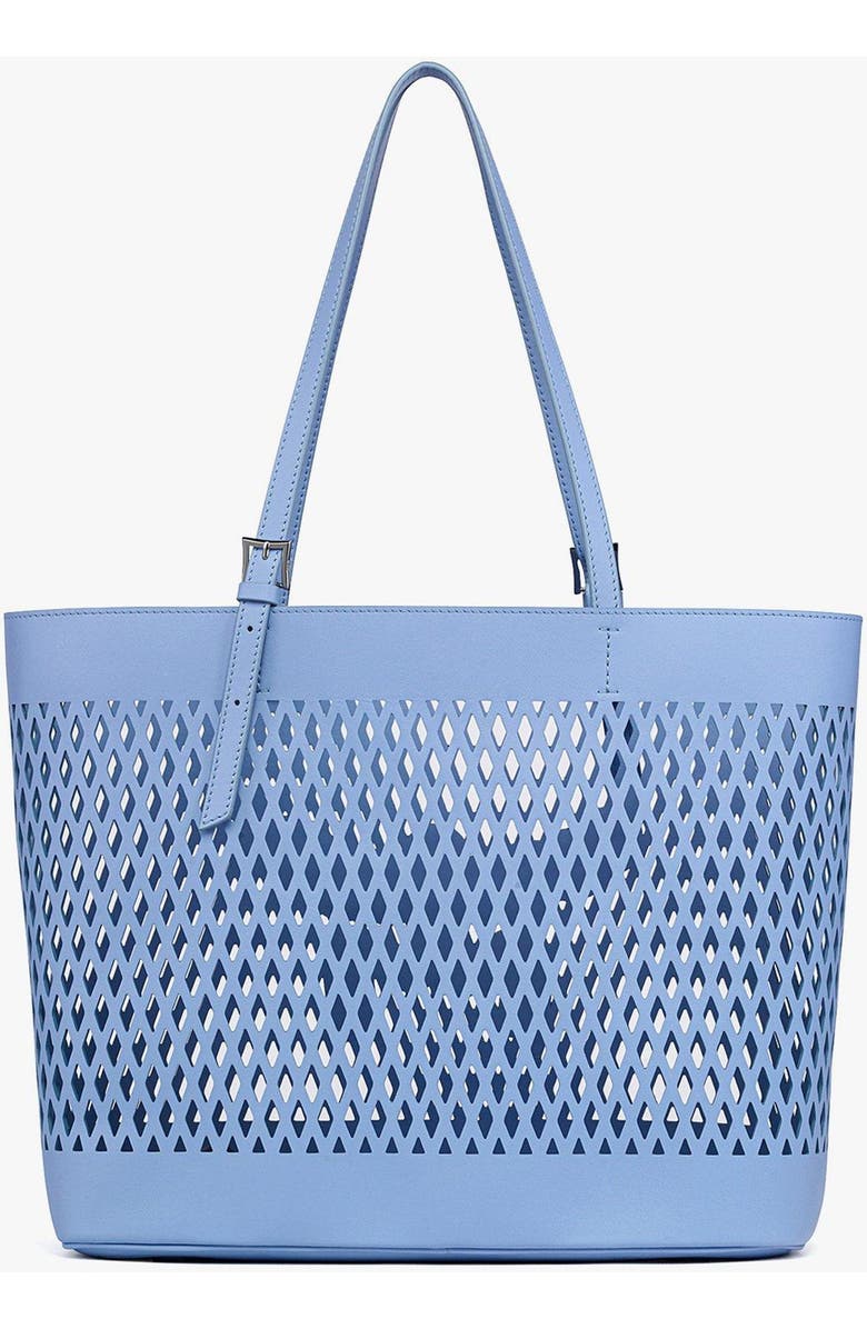 MCM Medium Himmel Shopper in Perforated Calfskin Leather, Alternate, color, Della Robbia Blue