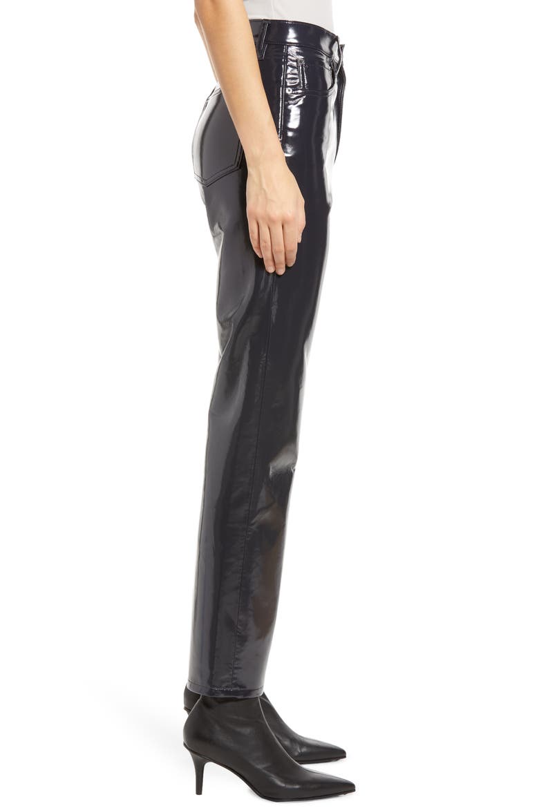 '90s Pinch Waist Patent Recycled Leather Blend Jeans, Alternate, color, SHADOW PATENT