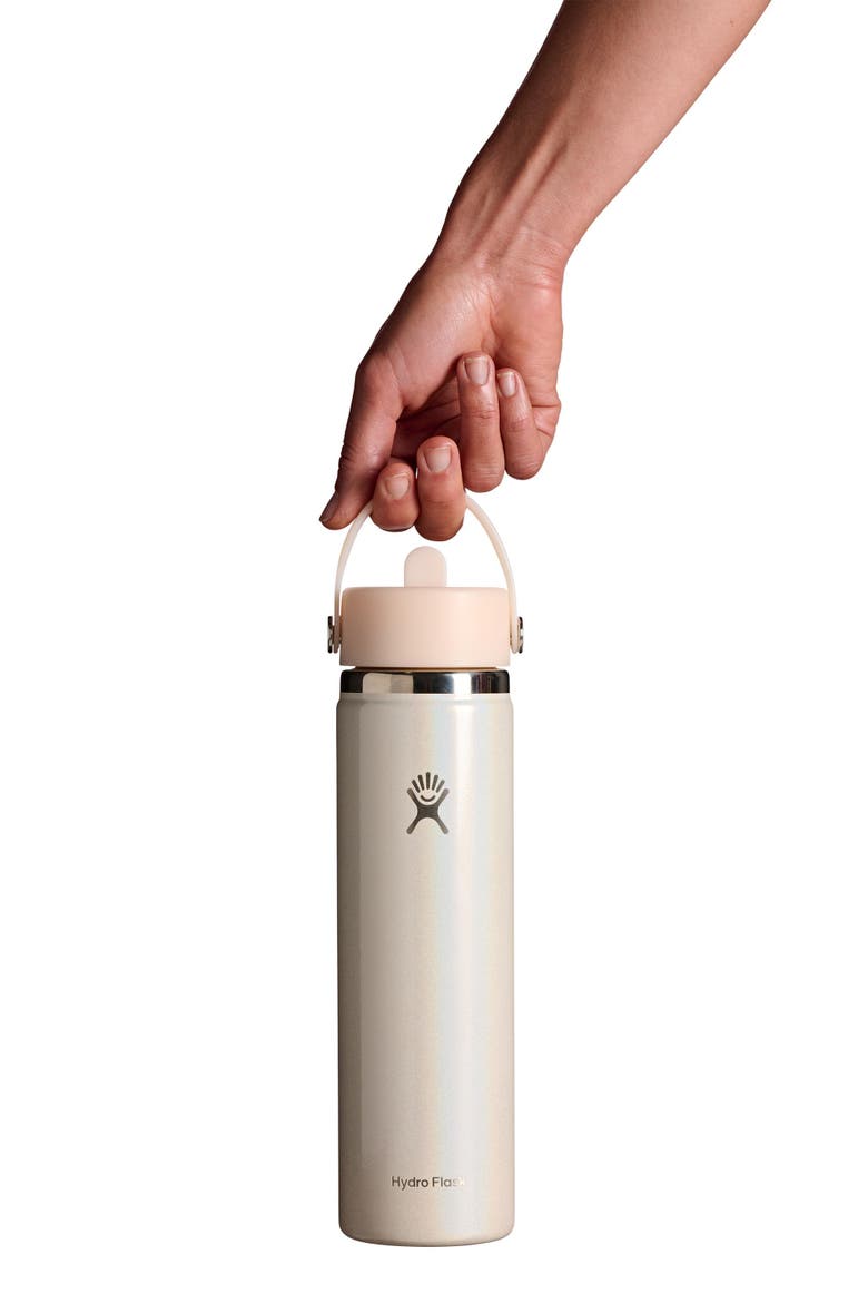 24-Ounce Wide Mouth Flex Straw Cap Bottle, Alternate, color, GLIMMER CREAM