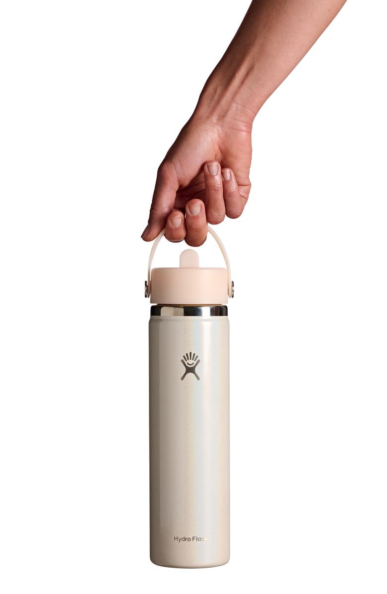 Hydro Flask 24-Ounce Wide Mouth Flex Straw Cap Bottle, Alternate, color, Glimmer Cream