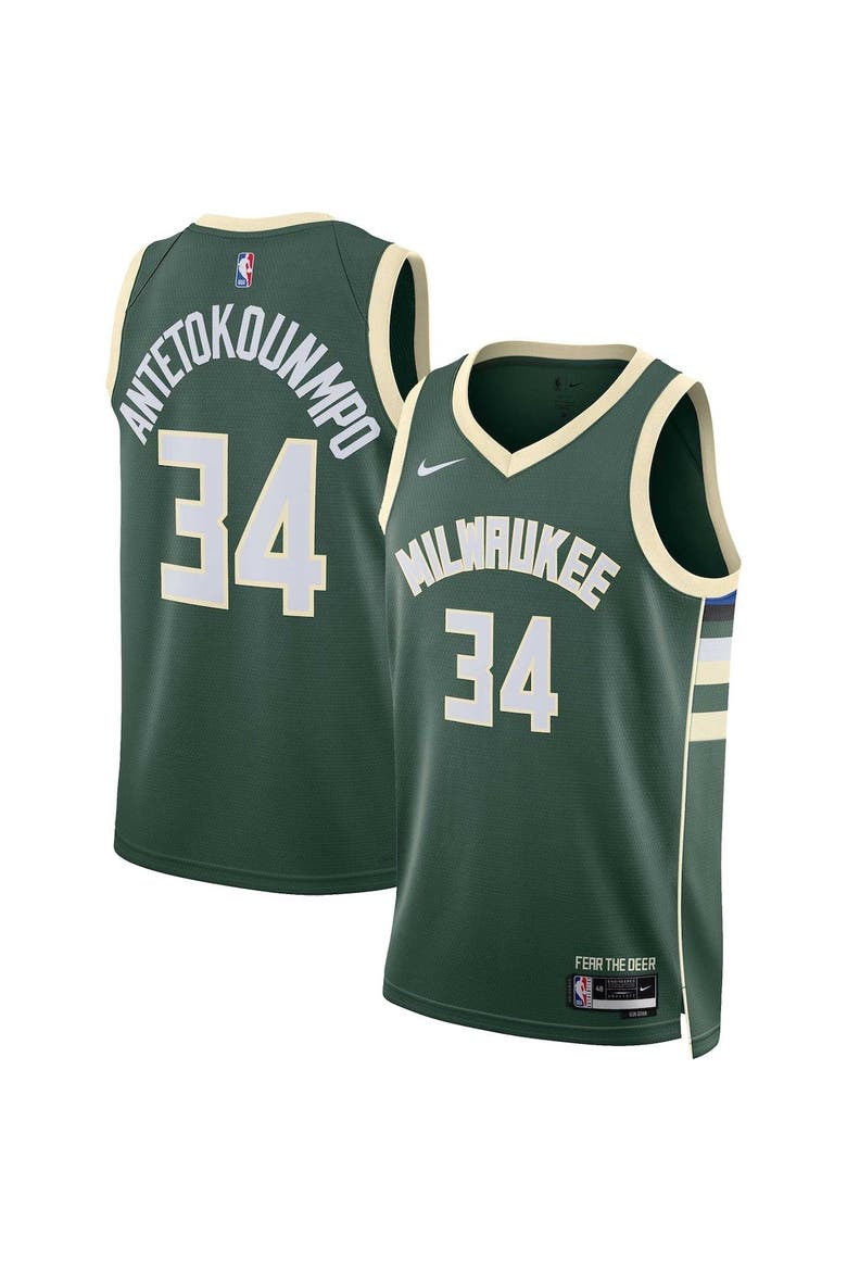 Unisex Nike Giannis Antetokounmpo Hunter Green Milwaukee Bucks Swingman Jersey - Icon Edition, Main, color, Hunter Green