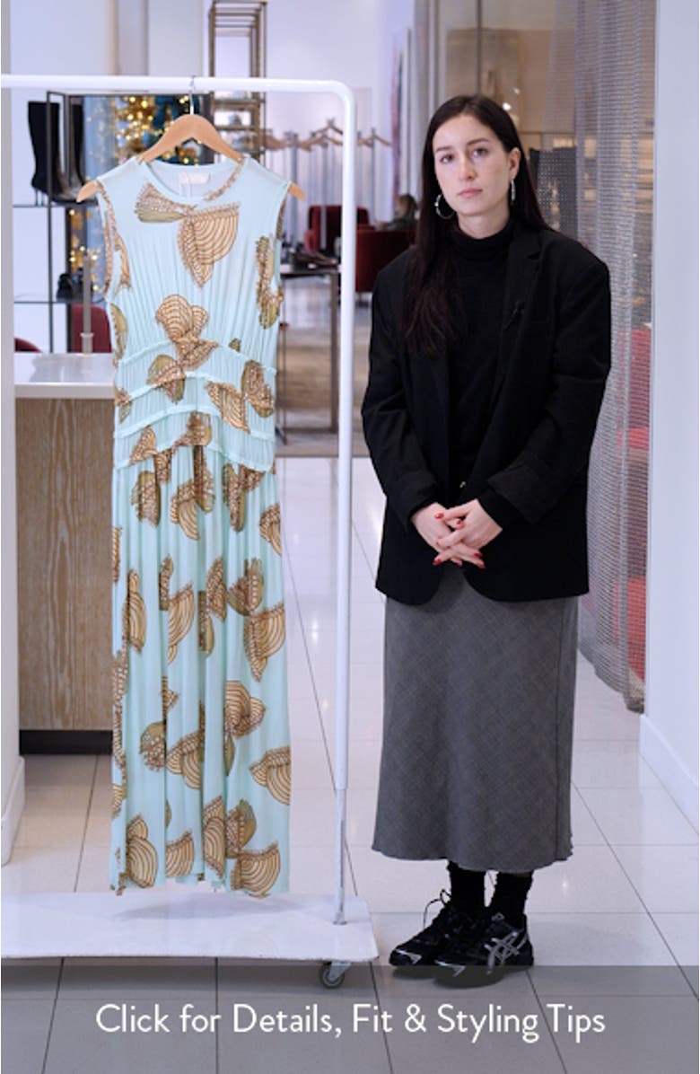 Kamaria Botanical Pleated Midi Dress, sales video thumbnail