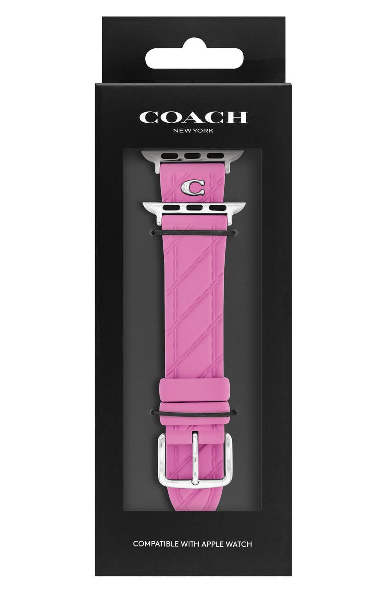 COACH Diagonal Stitch Silicone Apple Watch<sup>®</sup> Watchband, Main, color, Pink