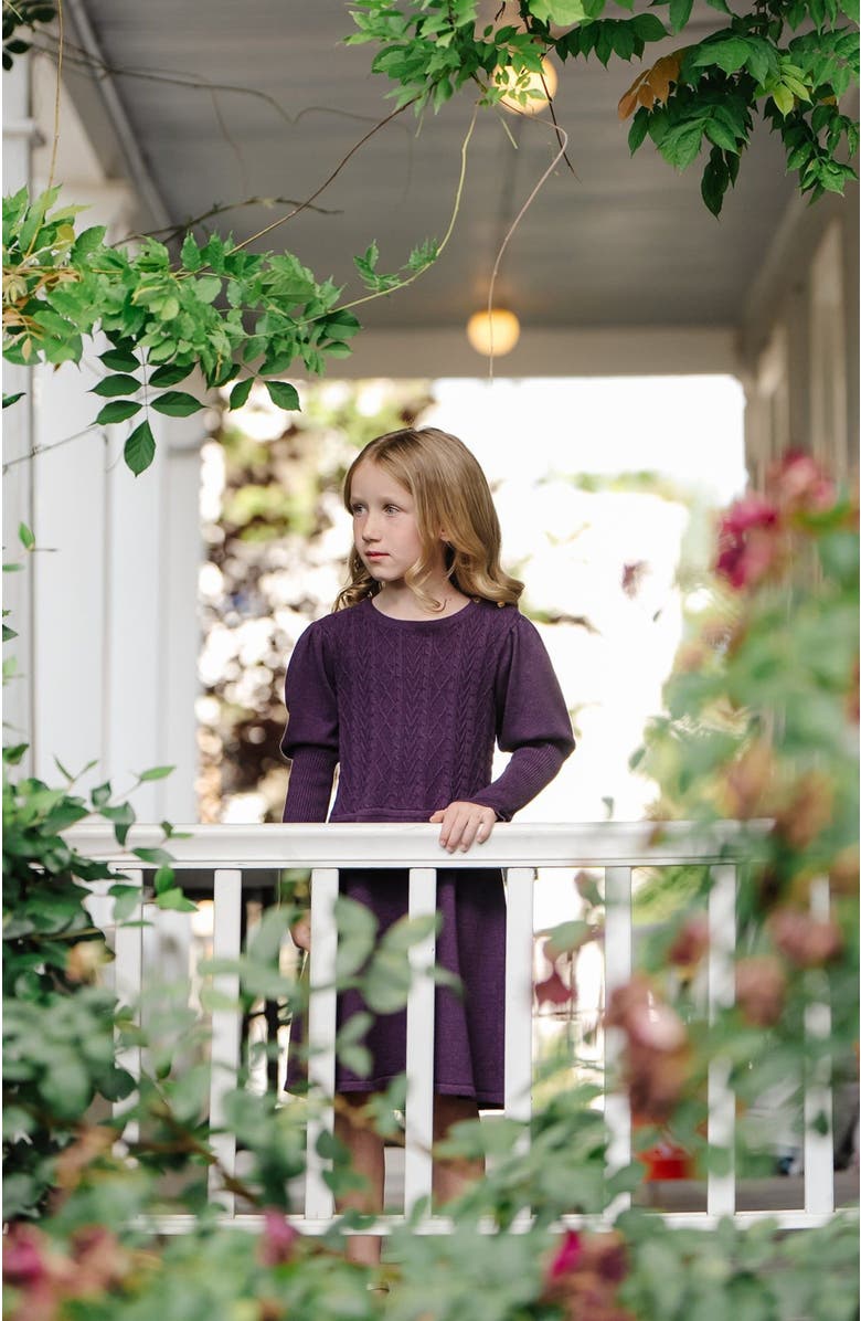 Hope & Henry Girls' Organic Cable Bodice Sweater Dress, Toddler, Alternate, color, 