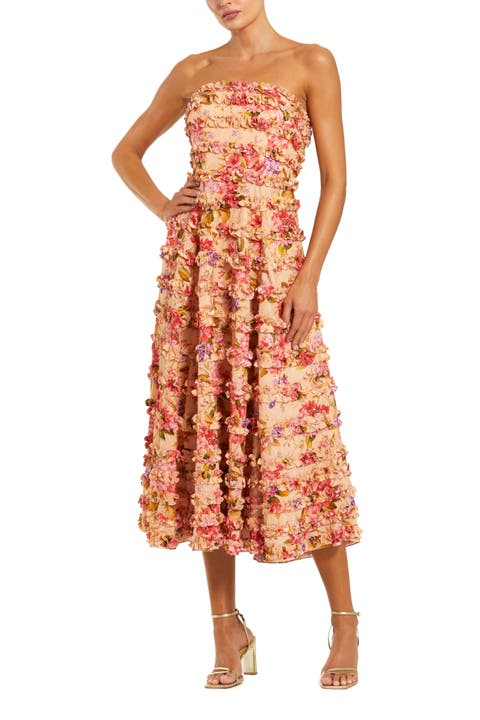 Strapless Ankle Ruffle Cotton Dress