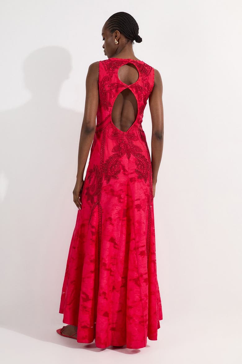 Beaded Open Back Maxi Dress, Alternate, color, Fuchsia