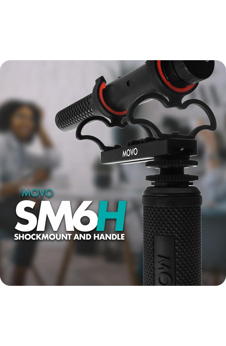 MOVO SM6H Ultraflex Premium Shockmount for Shotgun Microphones with Grip Handle, Alternate, color, Black