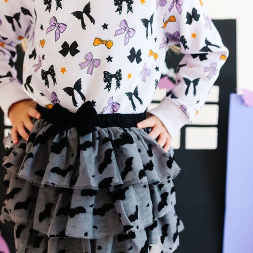 Sweet Wink Flocked Bats Halloween Tutu In Black