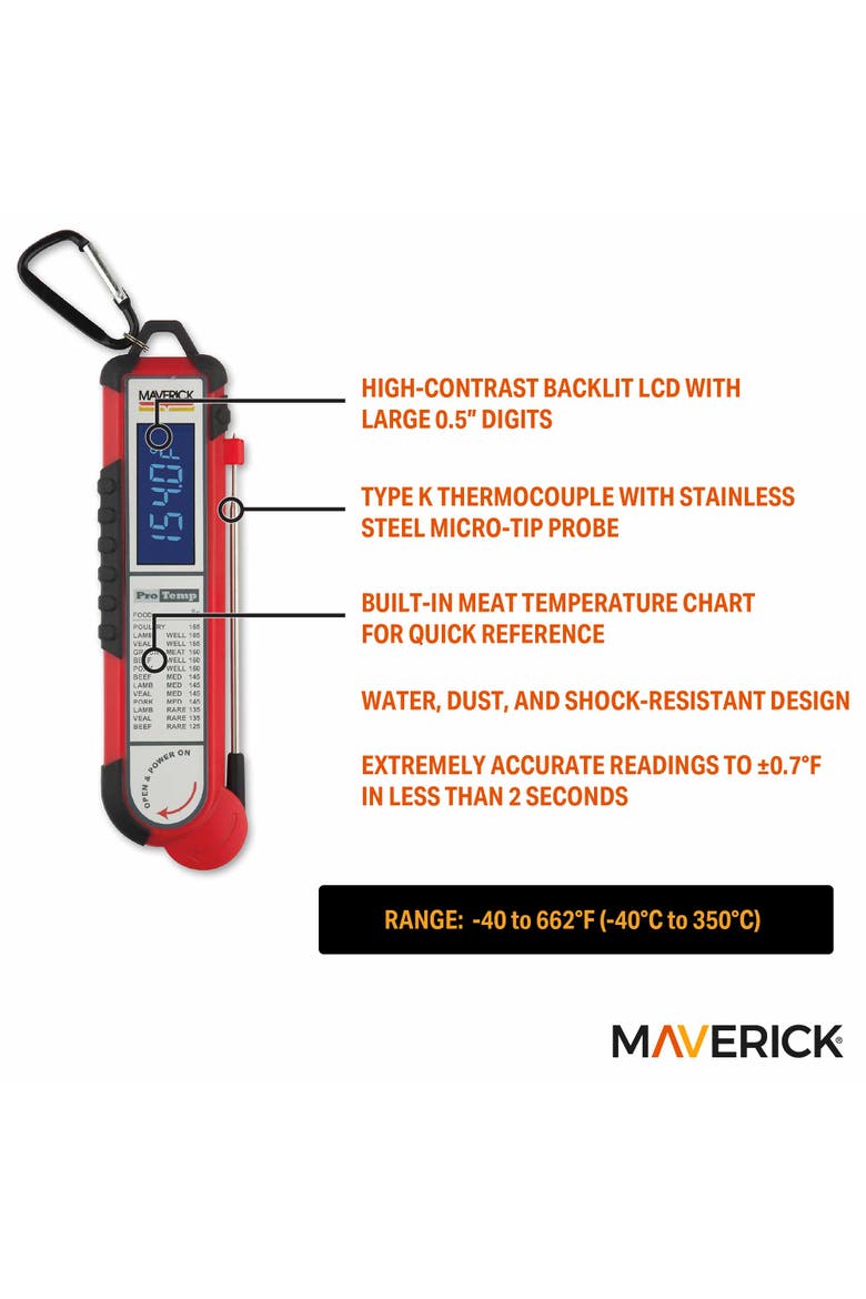 Pro-Temp Professional Thermocouple Thermometer, Red, Alternate, color, Red