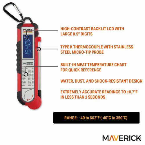 Maverick Pro-temp Professional Thermocouple Thermometer, Red In Multi