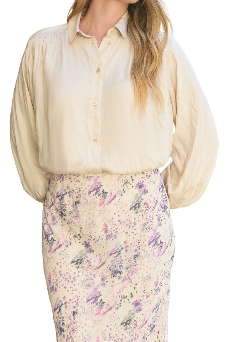 Saint Lace Insert Wonderland Print Midi Skirt, Alternate, color, Purple