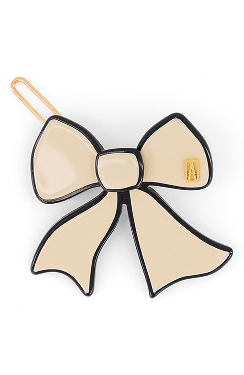 Alexandre de Paris Side Bow Barrette, Main, color, Beige