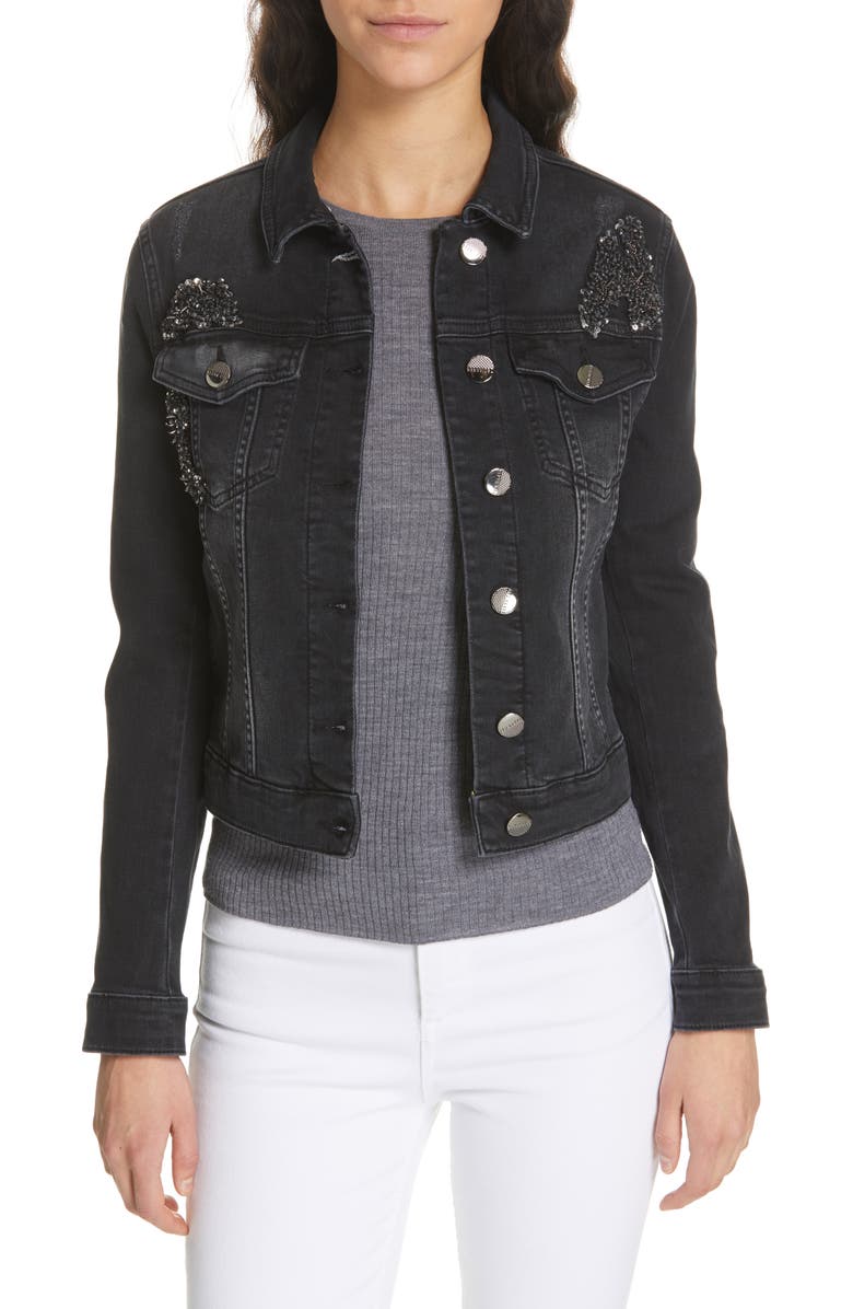 Ted Baker London Chinta Embellished Denim Jacket, Main, color,