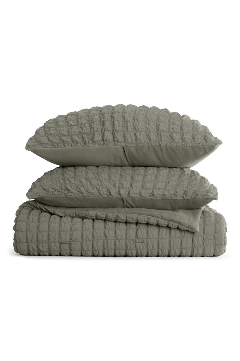 Seersucker Textured 3-Piece Comforter Set, Main, color, WILLOW