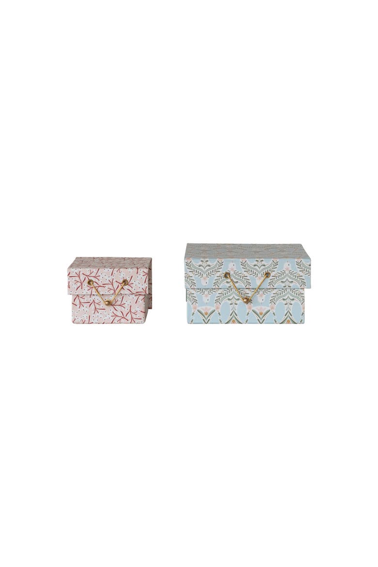 Printed Paper Gift Boxes with Berry & Dove Patterns & Closures, Set of 2, Main, color, Multicolor