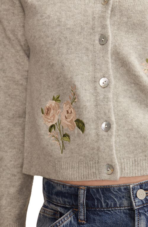 Lucky Brand Cloud Soft Embroidered Cardigan In Gray