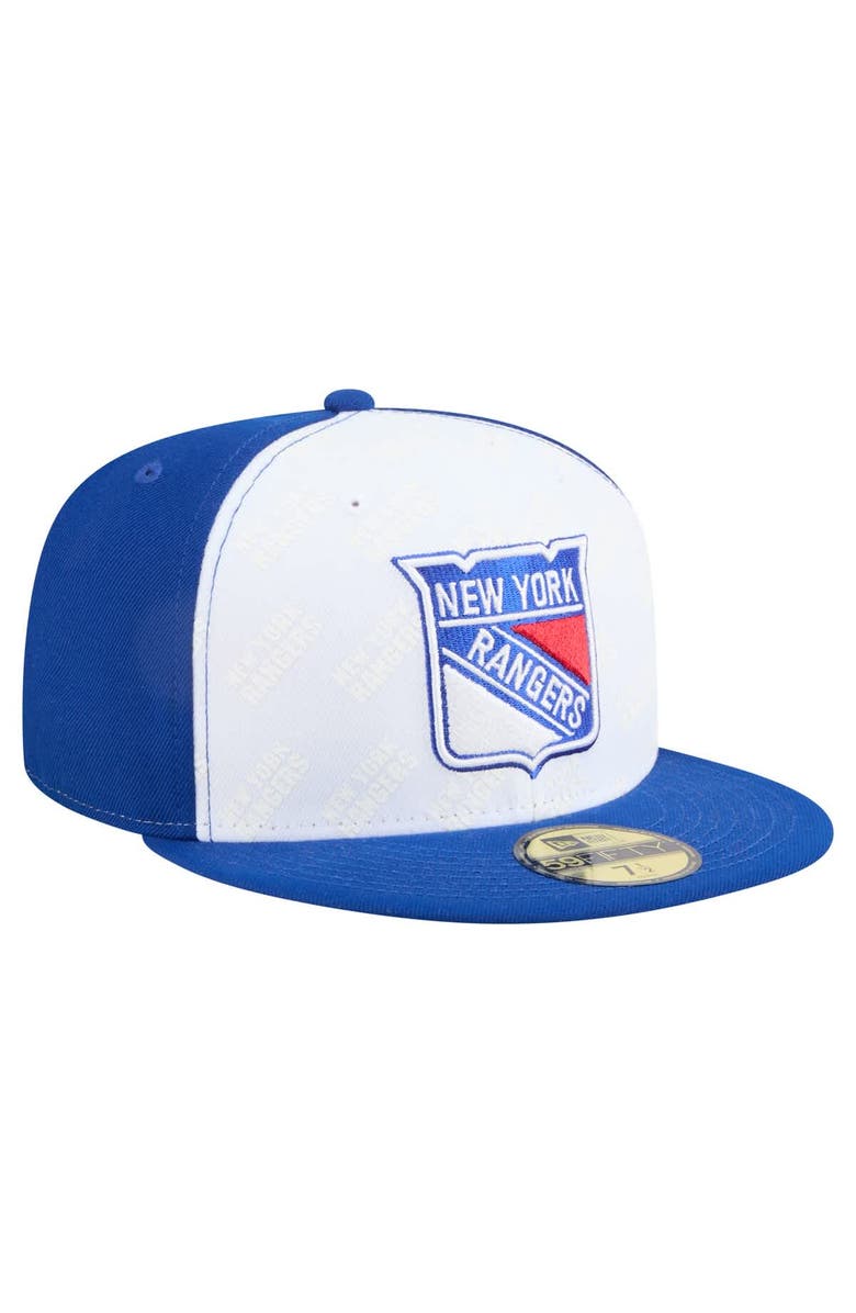 New Era Men
s New Era White/Blue New York Rangers Repeat Two-Tone 59FIFTY Fitted Hat, Alternate, color, White