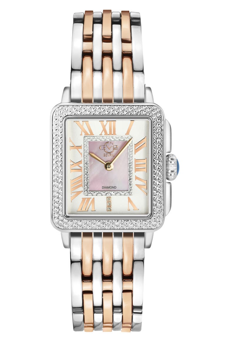 Women's Padova Swiss Diamond Square Watch, 28.5mm - 0.014 ctw, Main, color, TWO TONED SS IPRG