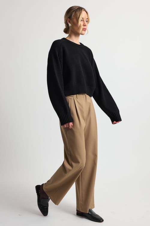 Almina Concept Cropped Wool Sweater In Black