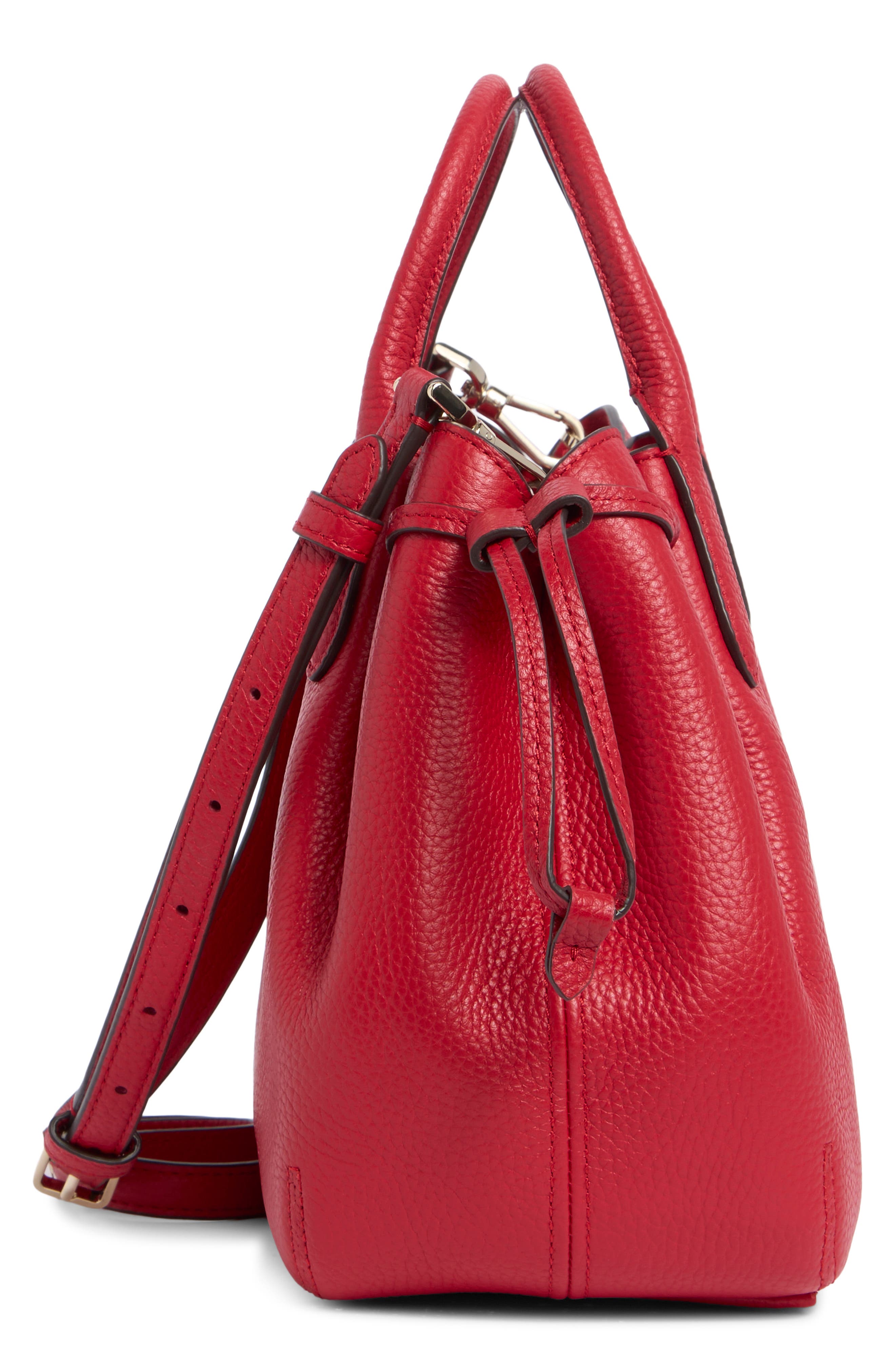 Small Dumpling Leather Satchel, Alternate, color, PERFECT CHERRY