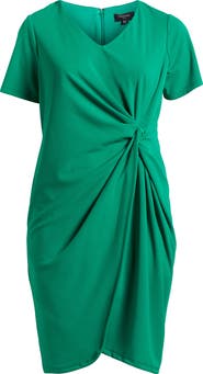Tahari ASL Stretch Crepe Side Knot Dress