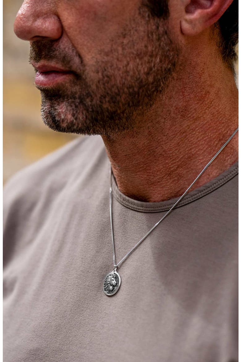 Men's Lion Pendant Necklace, Alternate, color, SILVER