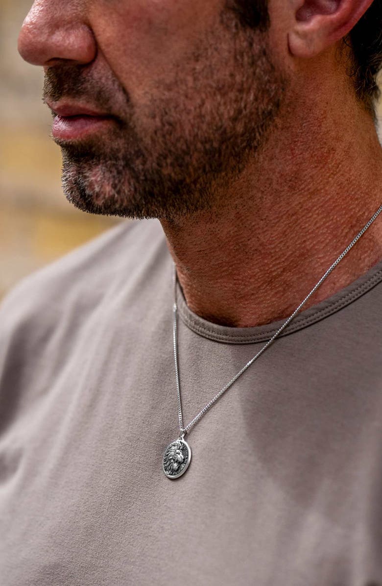Vincero Men's Lion Pendant Necklace, Alternate, color, Silver
