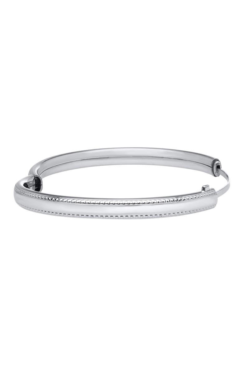 Bead Edge Silver Bangle, Alternate, color, SILVER