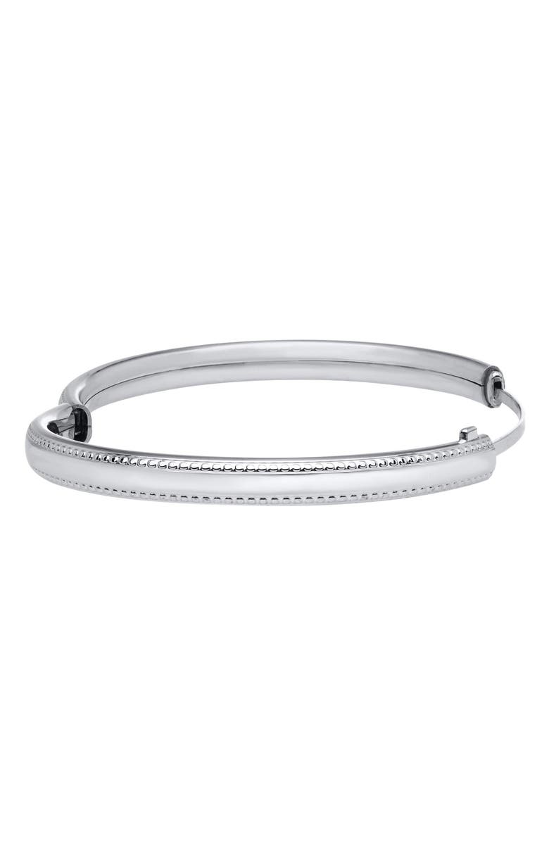 Mignonette Bead Edge Silver Bangle, Alternate, color, Silver