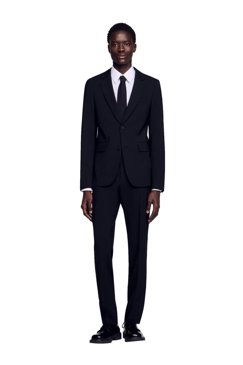 Virgin wool suit jacket, Alternate, color, Black