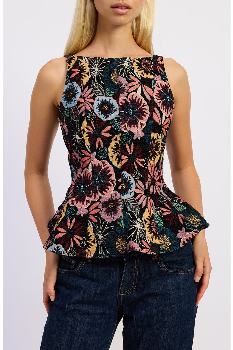 Zoya Floral Peplum Top, Main, color, BLACK MULTI FLORAL