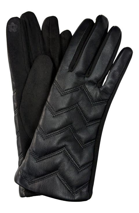 Tech Zigzag Faux Leather Gloves