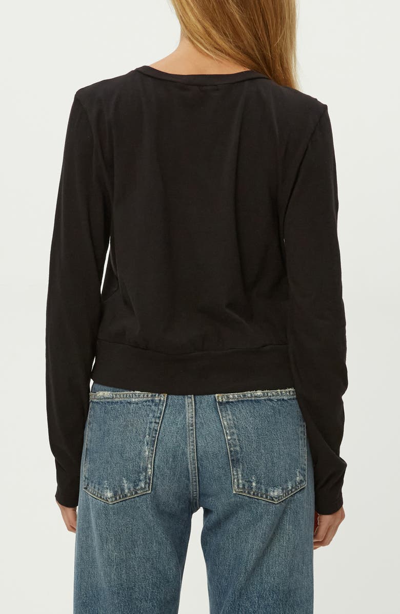 Michael Stars Yuri Long Sleeve Crop Cotton T-Shirt, Alternate, color, Black