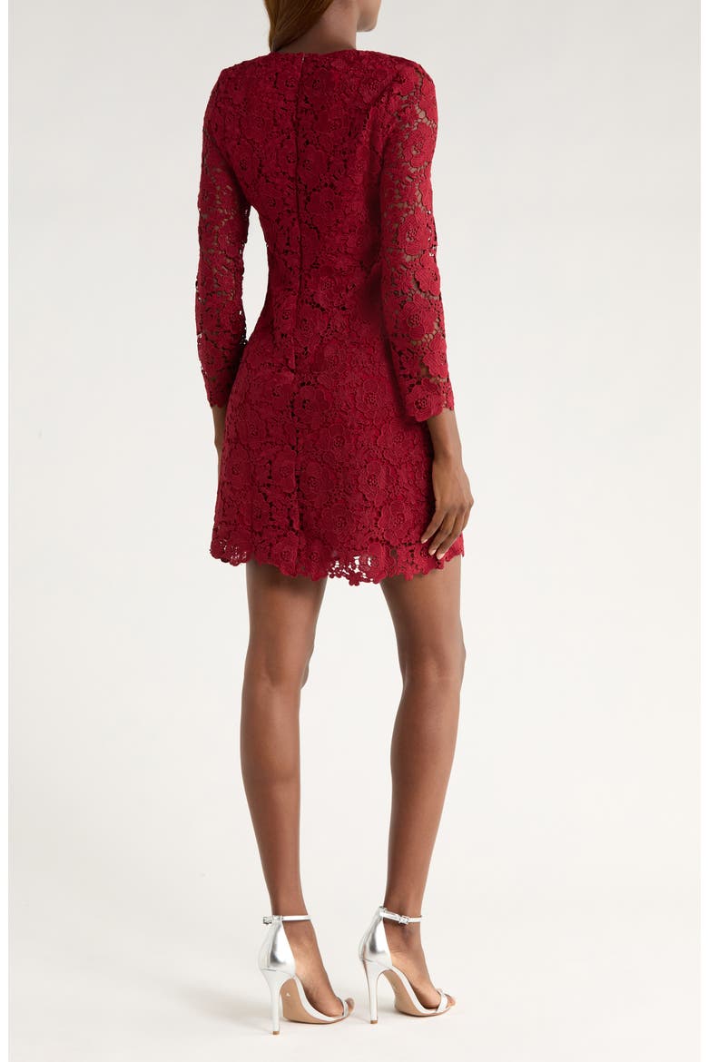 Bow Trim Lace Sheath Dress, Alternate, color, MULBERRY RED