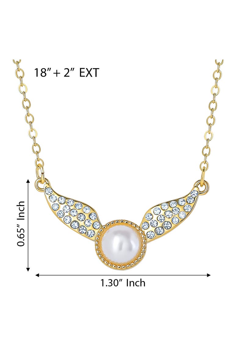 Golden Snitch Necklace With Crystals And Pearl, 18"+2", Alternate, color, Metallic Gold