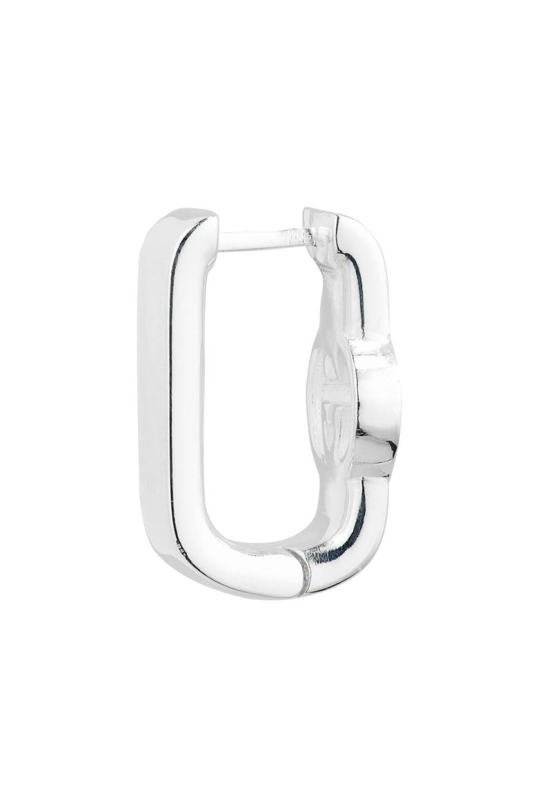 Interlocking G Sterling Silver Huggie Hoop Earrings, Alternate, color, SILVER