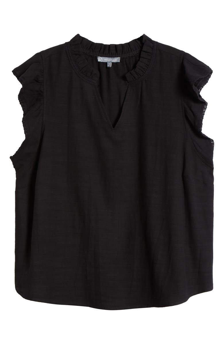 Wit & Wisdom Flutter Sleeve Jersey Top, Alternate, color, Black