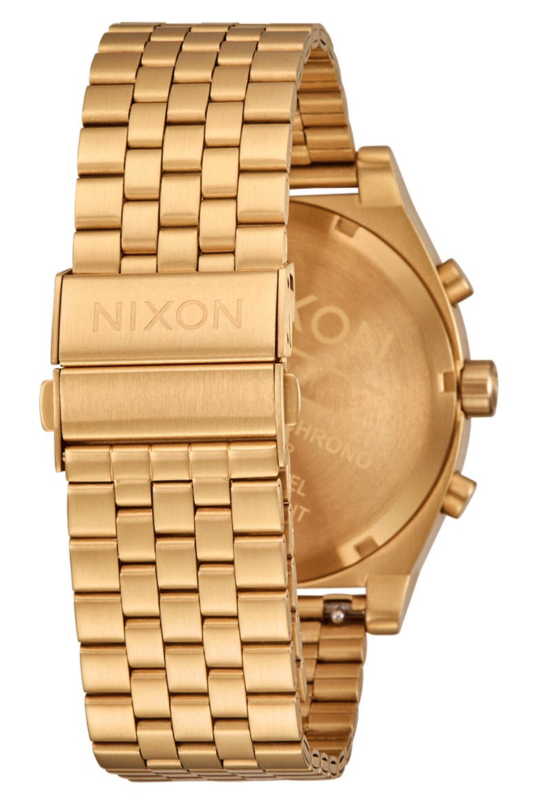 Time Teller Chronograph Bracelet Watch, 40mm, Alternate, color, GOLD / GREEN SUNRAY