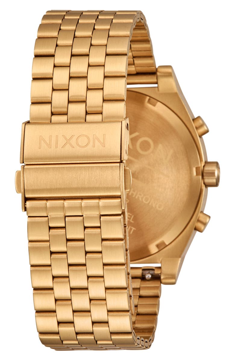 Nixon Time Teller Chronograph Bracelet Watch, 40mm, Alternate, color, Gold / Green Sunray