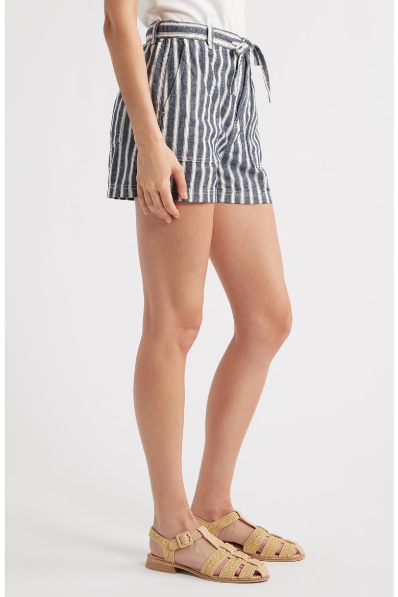 Stripe Pull-On Linen & Cotton Shorts, Alternate, color, STRIPE TWILL