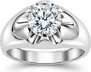 Bliss Diamond Mens 1 1/2ct Diamond Solitaire Belcher Wedding Ring 14k Gold Lab Grown